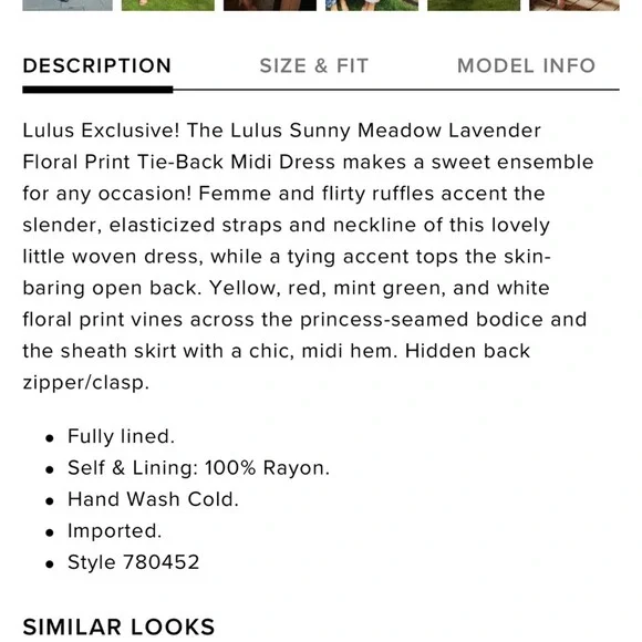 Lulu’s Lavender Floral Tie Cutout Back Midi Dress - Picture 4 of 6